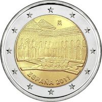 2 евро Испания 2011 Альгамбра в Гранаде UNC из ролла