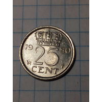 25 центов Нидерланды 1980 год
