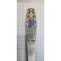 С 1 РУБЛЯ ! ЛОЖКА вторая СССР СЕРЕБРО 31 гр. 916 проба ЭМАЛЬ ДЕВУШКА ДЕВОЧКА  ДЕТИ  ТАНЦЫ