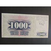 Босния и Герцеговина. 1000 динаров (образца 1992 года, P15, UNC)