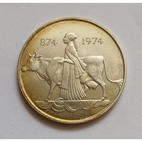 500 крон, 1974 г. 925 пр., 1100 лет первым поселенцам. Исландия.Тираж 70.000 т .