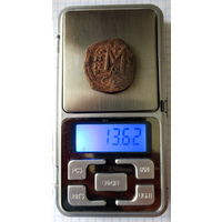 Фоллис. Большой: 27-28 мм. Византия. Юстин II, годы правления: 565 - 578. Чеканка: 567 г. - 568 г., Юстин и София.