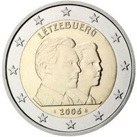 Люксембург 2 евро 2006   25 лет принцу Гийома UNC