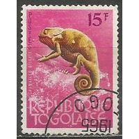 Республика Того. Фауна Западной Африки. Хамелеон. 1964г. Mi#394.