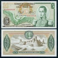 Колумбия 5 песо 1978 год, UNC