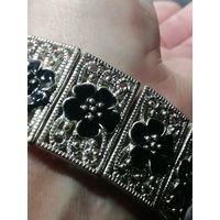 Винтажный браслет. Эмаль, серебрение. Вес 57 гр.