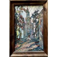 Дягилева-Беляева Ксения "Храм у Жыровічах", 1991г. Холст, масло.Размер 42х29 см. с рамой.