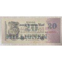 Банкнота 20 миллионов 1923 год. Веймарская республика. С рубля без МЦ.