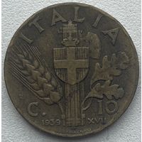 Италия 10 чентезимо 1939 г. Алюминиевая бронза