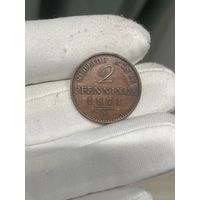 Редчайшие 2 пфеннинга 1871 A одна из немногих в своем роде ! уникальный предмет не только для рынка РБ , но и Европы ! хороший сохран !