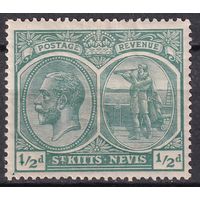 180.BrK. Великобритания. Колонии. Сент Китс и Невис. Георг V. 1921 г.  1/2d. Mi.#37.