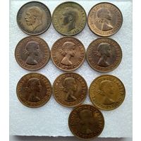 1 пенни 1936, 1949, 1953, 1961 - 1967 год Великобритания