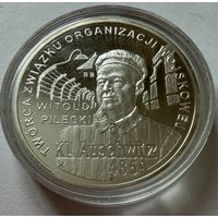 10 злотых  2010 г. 65 лет освобождения концлагеря Освенцим.  Польша.  ПРУФ !!!  СЕРЕБРО.