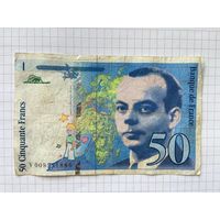 Франция 50 франков 1993 г., Антуан де Сент-Экзюпери - автор "Маленького принца" - 05