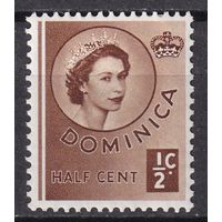 25.BrKCI. Великобритания. Колонии. Доминика. Стандарт. Елизавета II. 1954 г. 1/4P. Mi.#138.