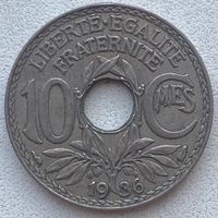 Франция 10 сантимов 1936 г.