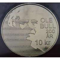 Норвегия 10 крон, 2010 200 лет со дня рождения Оле Булла UNC
