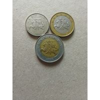 Литва 1,2,5 лит 1999-2008 г. (*). Сохран!!!