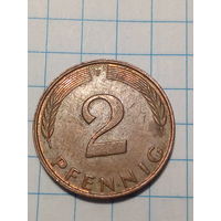 2 пфеннига ФРГ 1983 F год