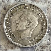Монета Великобритания 3 пенса 1938 год. Георг VI. Серебро
