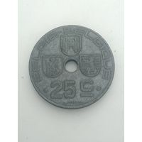 Бельгия 25 сантимов 1945 года . Надпись на Французском языке  , BELGIQUE .