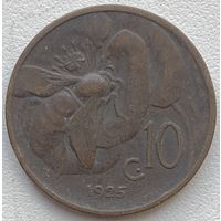 Италия 10 чентезимо 1925 г.