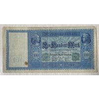 Банкнота 100 марок 1910 год. Германская империя . Зеленая печать. С рубля без МЦ.