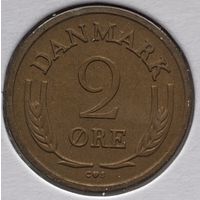 Дания 2 эре 1963 г. Бронза. В холдере