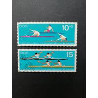 ГДР 1966 Полная серия марок "Чемпионат мира по каноэ в Берлине" (гашение с клеем без наклеек) Mi.1202-1203 каталог 2.40 евро