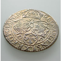 6 грошей (шостак) 1596, Сигизмунд III Ваза, Мальборк. Остатки штемпельного блеска, легкая патина, красивое коллекционное состояние