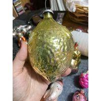 Ёлочная игрушка лимон Толстое стекло