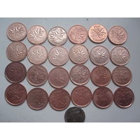 Канадские центы 25шт. без повтора.