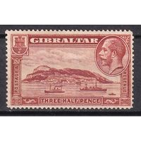 131.BrK. Великобритания. Колонии. Гибралтар. Скала. Георг V. 1 1/2P. 1931 г. Mi.#97A.