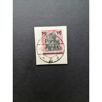 Польша 1919 Марка на вырезке с надпечаткой "Poczta Polska" дирекции в Познани на марке Германии Mi.102 (гашение POSEN) Mi.134 каталог 2.50 евро