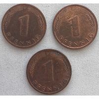Германия 1 пфенниг 1989 г. G. Цена за 1 шт.