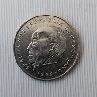 2 марки 1975 года (J) Германия. Федеративная республика (ФРГ). Конрад Аденауэр. 20 лет ФРГ.