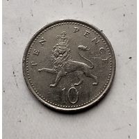 10 пенсов 2000 года Великобритания. Королева Елизавета 2. Красивая родная патина!