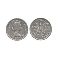 СОДРУЖЕСТВО АВСТРАЛИИ 3 ПЕНСА 1961. СЕРЕБРО