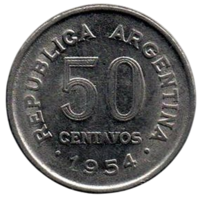 РЕСПУБЛИКА АРГЕНТИНА. 50 СЕНТАВО 1954. САН МАРТИН