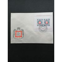 Польша 1990 КПД с блоком Mi.110 и двумя марками "130 лет польской почтовой марке" (спецгашение) Mi.3266х2 каталог 1.50 евро