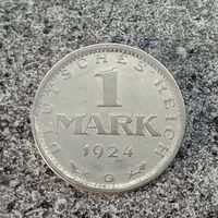 Веймарская республика 1 марка 1924 год G Карлсруэ нечастый двор.