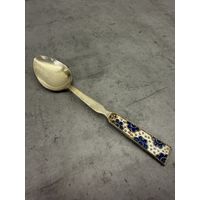 Кофейная ложка серебро с позолотой 875 пр. СССР. Два цвета эмали.(1) Распродажа коллекции!!!