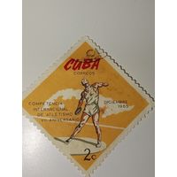 Куба 1965 VII международные соревнования по легкой атлетике в Гаване, изображен метатель диска.