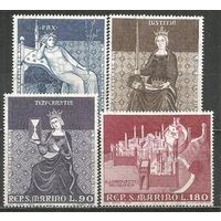 Сан-Марино. Фрески в Сиене. 1969г. Mi#921-24. Серия.