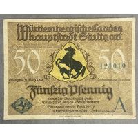Нотгельд Штутгарт 50 пфеннигов 1921 год. Веймарская республика
