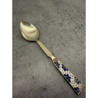 Кофейная ложка серебро с позолотой 875 пр. СССР. Два цвета эмали.(2) Распродажа коллекции!!!