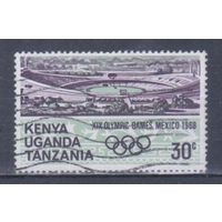 [1877] Кения,Уганда и Танганьика 1968. Спорт.Стадион.Летние Олимпийские игры. Гашеная марка.