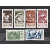 ГДР 1967г. Серия из 6 марок. "Возвращенные шедевры Дрезденской галлереи". гаш.