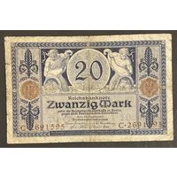Банкнота 20 марок 1915 год. Германская империя.
