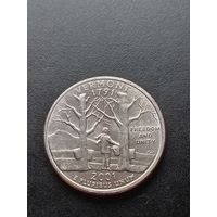 США 25 центов 2001 г. D - Вермонт